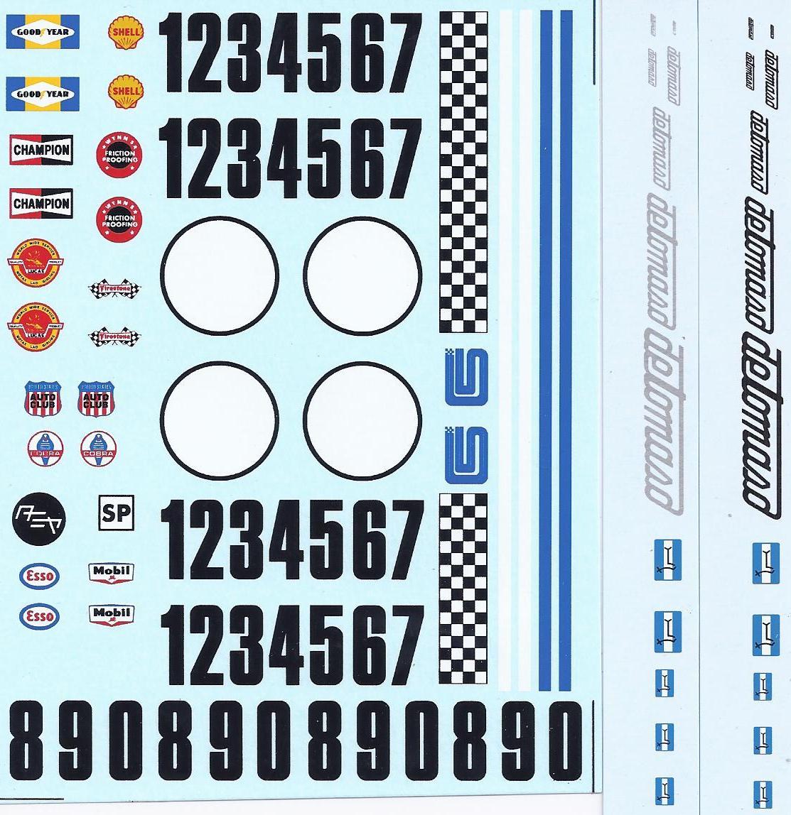 DEC425 - 1/24 Decal Sheet - Tamiya King Cobra - extra de Tomaso logos